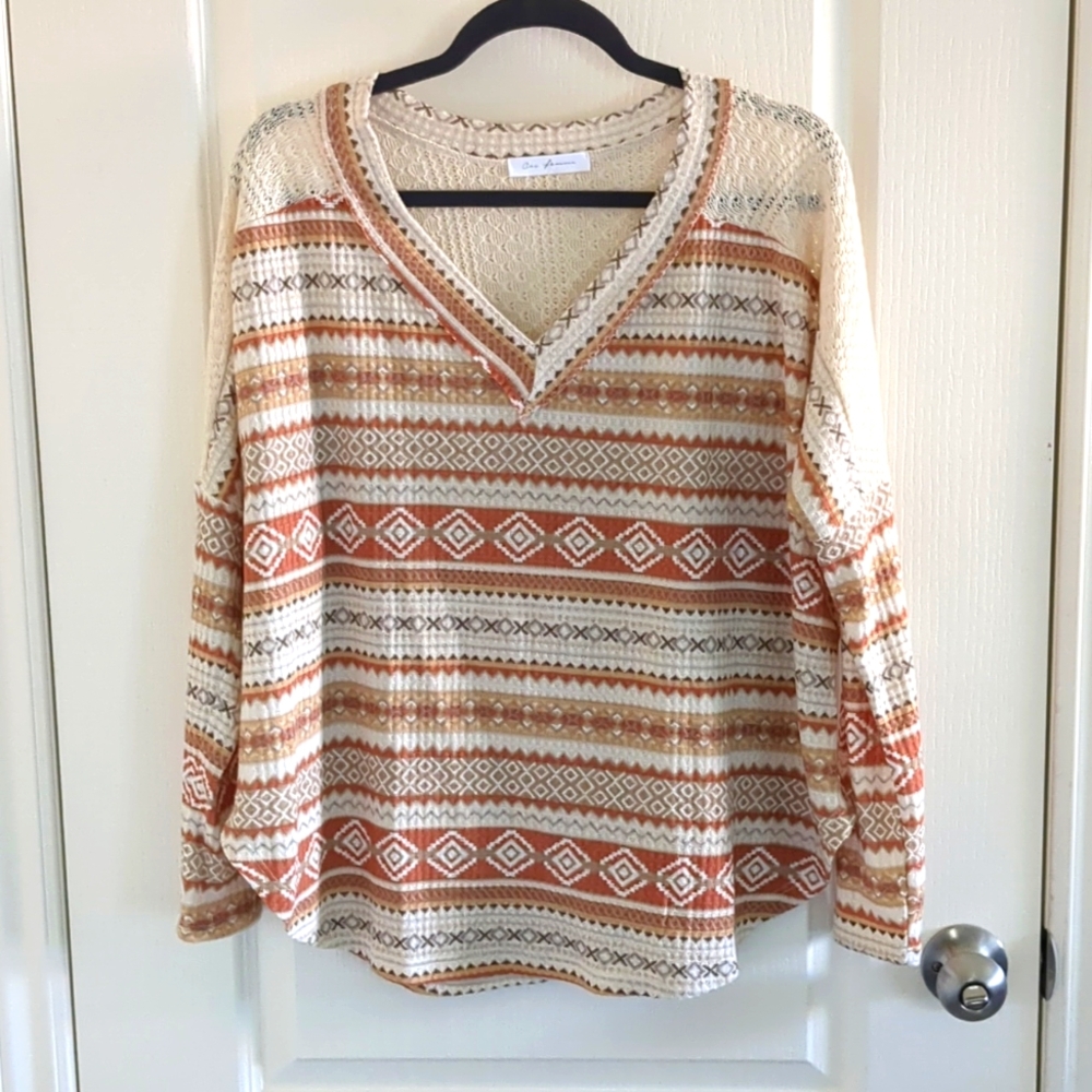 Ladies Fall Pattern Long Sleeve Shirt Size L